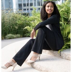 Betabrand Savile Ribbed Straight Leg Yoga Dress Work Pants Charcoal Black 2XL